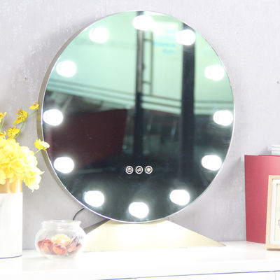 Touch Sensor Makeup Mirror With Lights Round Cosmetic Mirror With Color Temperature Adjustment