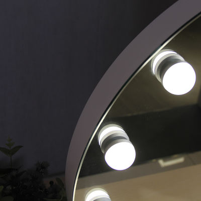Round LED Vanity With Mirror And Lights Desktop Adjustable Lighting