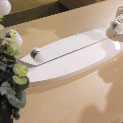 Round LED Vanity With Mirror And Lights Desktop Adjustable Lighting