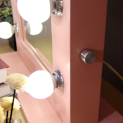 Framed Makeup Mirror With Lights Smart Dimming Pink Led Makeup Mirror