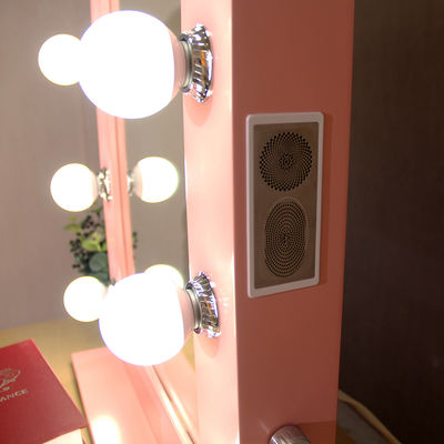 Framed Makeup Mirror With Lights Smart Dimming Pink Led Makeup Mirror