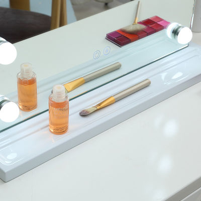 Small LED Bulbs Makeup Mirror With Lights Luxury Tabletop Led Bathroom Vanity Mirror