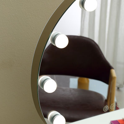 Silver Finishing Makeup Mirror With LED Light Luxury Gold Customizable