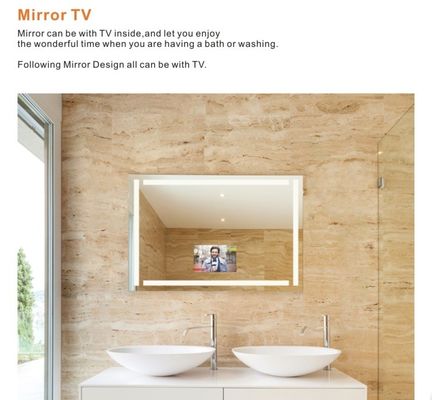 Rectangle Wall Mounted Smart TV Mirror Defogger Space Saving High Visibility