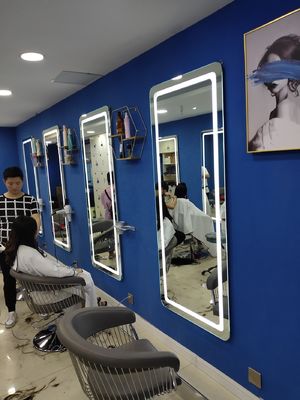 Barber Shop LED Light Wall Mirror Easy Cleaning Modern Design Fog Resistant
