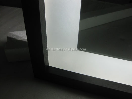 Wood Framed Bathroom Backlit Full Length Mirror With LED Concealed Light And Clock