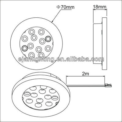 DC12V Recessed Downlight High Power Long Lasting Kitchen Under Cabinet Light