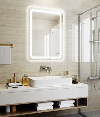 2023 Design Hotel Bathroom Anti-Fog Touch Screen Smart LED Wall Mirror with Bluetooth
