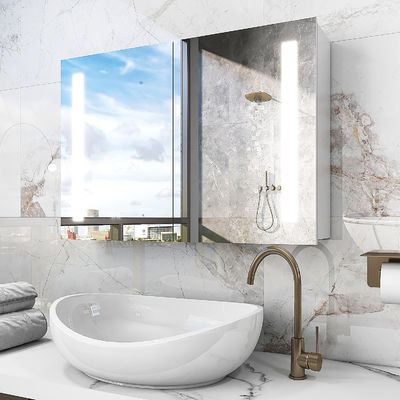 Hotel Illuminated Bathroom Mirror Cabinet with Copper Free Mirror and LED Light