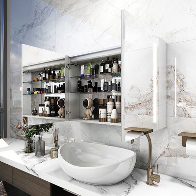 Hotel Illuminated Bathroom Mirror Cabinet with Copper Free Mirror and LED Light