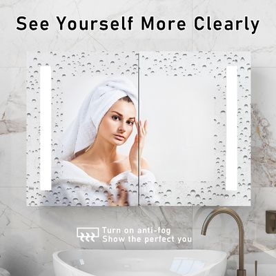 Hotel Illuminated Bathroom Mirror Cabinet with Copper Free Mirror and LED Light