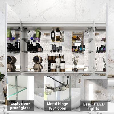 Hotel Illuminated Bathroom Mirror Cabinet with Copper Free Mirror and LED Light