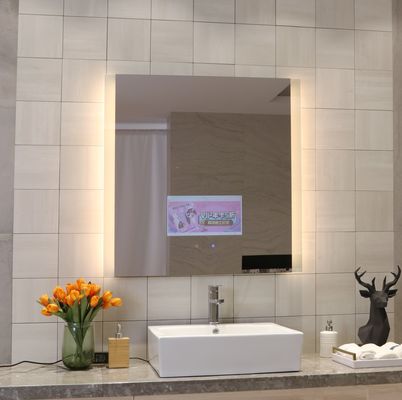 Frameless Illuminated Bathroom Wall Mirror With Touch Screen LCD TV And Defogger
