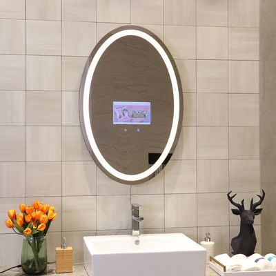Frameless Illuminated Bathroom Wall Mirror With Touch Screen LCD TV And Defogger