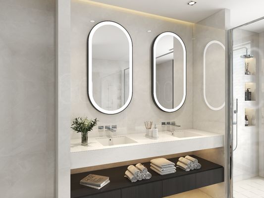 Gold Aluminium Led Smart Vanity Mirror Explosion Proof Lighted Bathroom Vanity Mirror