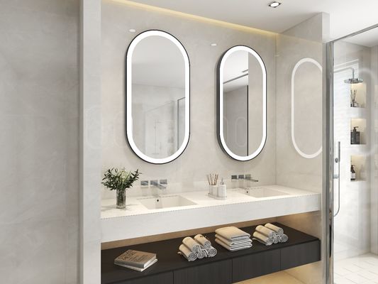 Gold Aluminium Led Smart Vanity Mirror Explosion Proof Lighted Bathroom Vanity Mirror