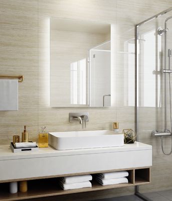 Adjustable LED Touch Bathroom Mirror Beveled Edge Touch Light Vanity Mirror