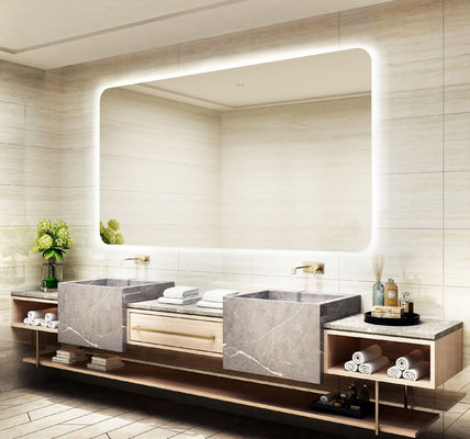 Touch Sensor Frameless Lighted Bathroom Mirror High Reflection Wall Hanging