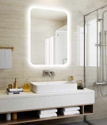 Touch Sensor Frameless Lighted Bathroom Mirror High Reflection Wall Hanging