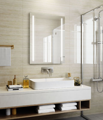 LED Lighted Rectangular Bathroom Vanity Mirrors With Decorative Frameless Design