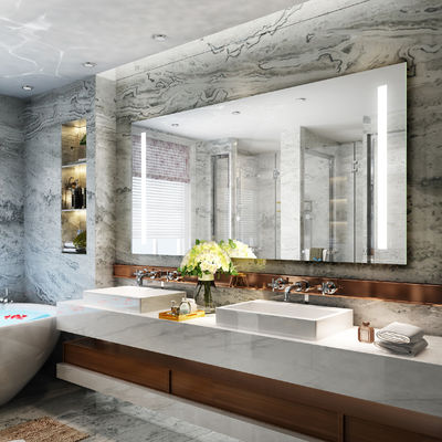 LED Lighted Rectangular Bathroom Vanity Mirrors With Decorative Frameless Design