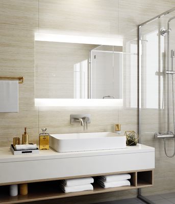 Polished Edge Led Backlit Bathroom Mirror Hotel Home Decoration With Demister