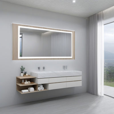 Anti Fogging Vanity Mirror With Lights Energy Saving Battery Led Bathroom Mirror
