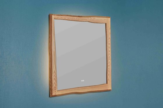 Dimmable Lights Custom Led Bathroom Mirror Wooden Frame Fog Free Design