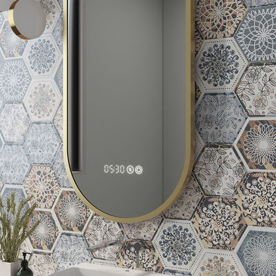Touch Control Bathroom Mirror With Lights Space Saving Round Backlit Bathroom Mirror
