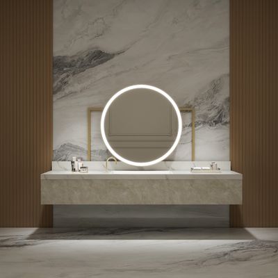 Personalizable Clean Style Round Backlit Bathroom Mirror Easy Maintenance