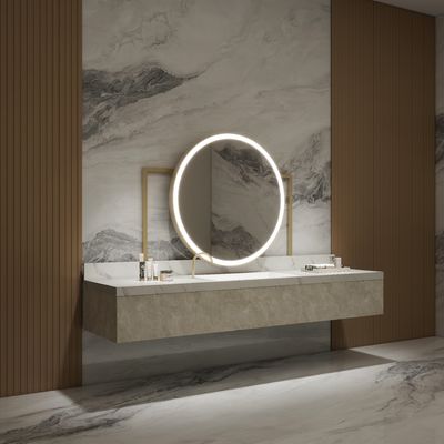 Personalizable Clean Style Round Backlit Bathroom Mirror Easy Maintenance