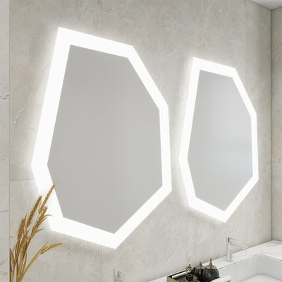 Anti Rust Bathroom Mirror With Lights Fashionable Illuminated Mirror With Digital Clock