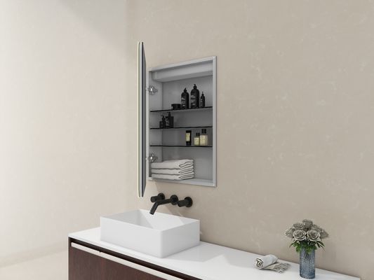 Wall-Mounted Intelligent Bathroom Mirror Cabinet with Human Body Sensor  Dimmable Lighting and Integrated Plug Socket