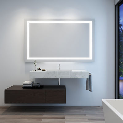 Elegant LED Bathroom Mirror with Frosted Sandblast Lighting and Adjustable Warm Cool Light For Hotel Or Home