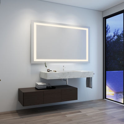 Elegant LED Bathroom Mirror with Frosted Sandblast Lighting and Adjustable Warm Cool Light For Hotel Or Home