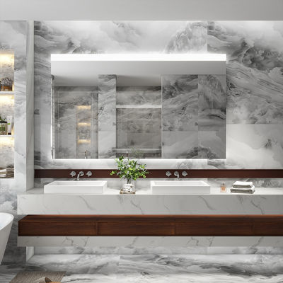 Frameless Smart Bathroom Mirror with Edge Lighting Anti Fog Film and CCT Adjustable Lighting