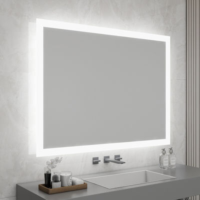 Modern Wall Mounted Mirror with LED Edge Glow Custom Size Defogging and Touch Sensor For Hotel Or Home