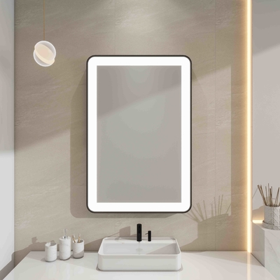 Framed LED Mirror Light for High Volume Hospitality Projects with Custom Sizing and Motion Sensor Optional Integration