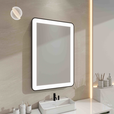 Framed LED Mirror Light for High Volume Hospitality Projects with Custom Sizing and Motion Sensor Optional Integration