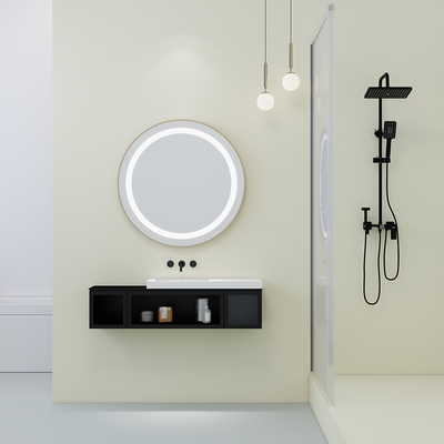 Elegant Framed LED Mirror Light with Slim Profile Soft Ambient Glow Adjustable Lighting Modes and Anti Fog Function for Hospitality Bathrooms and Homes