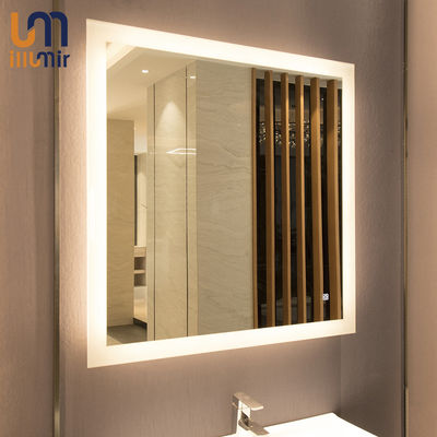 Wall Mounted Heating Pad LED Mirror with 5mm Polished Silver and Optional Light Color