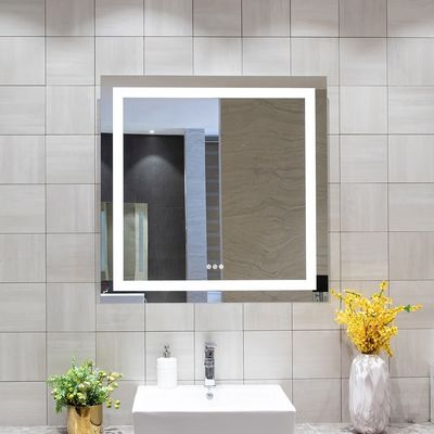 Wall Mounted LED Bathroom Mirror With Lights Dimming Function Polished Silver Mirror