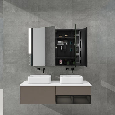 LED Medicine Cabinet with Touch Control  Hair Dryer Holder & Scented Mood Light for Modern Bathroom Organization