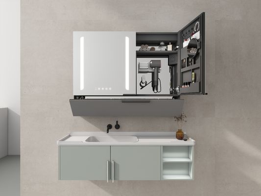 Smart Mirror Cabinet with Motion Sensor Switch Adjustable Color Temperature and Built-in Power Socket for hotel