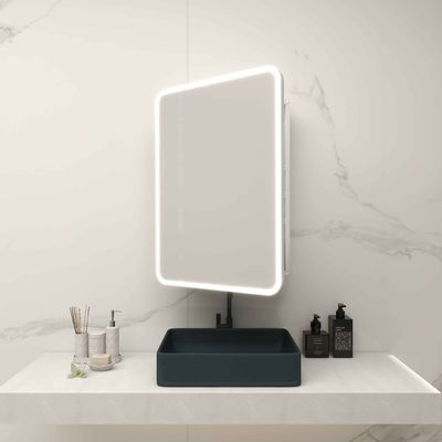Elegant Bathroom Mirror Cabinet with Soft LED Lighting and Adjustable Shelves for hotel or home